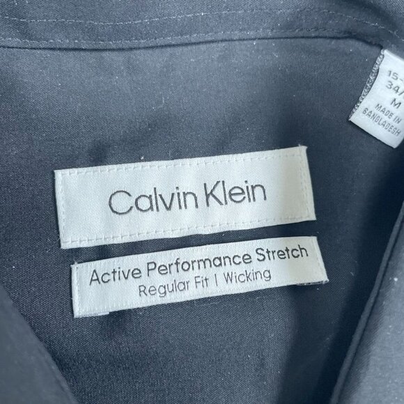 Calvin Klein Active Performance Stretch Dress Shirt Black M Regular Fit a1140 - Picture 2 of 9